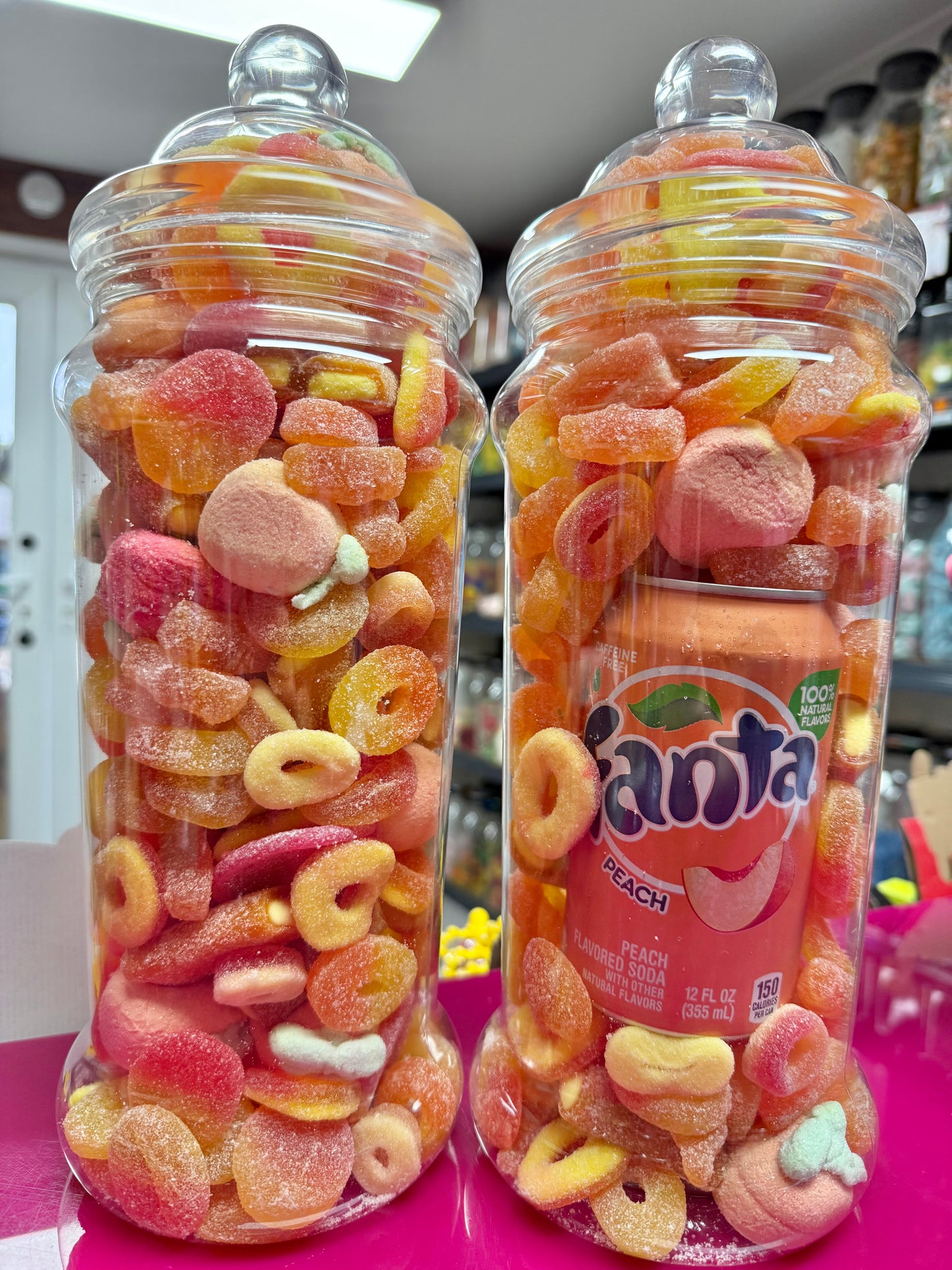 Fanta Peach Can with 1.5KG Sweet Jar