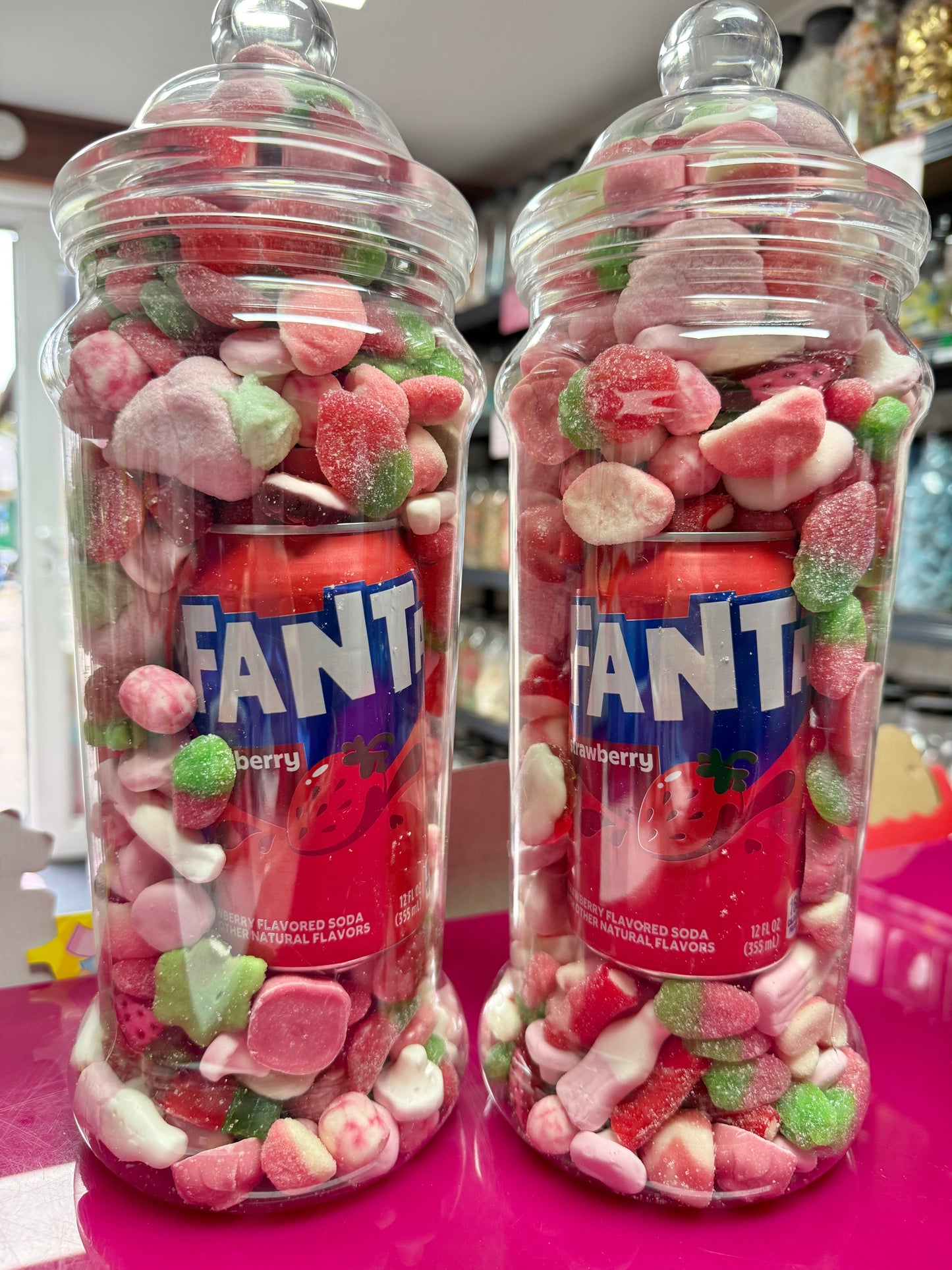 Fanta Strawberry Can with 1.5KG Sweet Jar