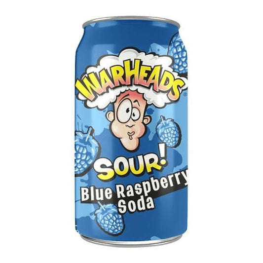 Warheads Sour Blue Raspberry Soda Can