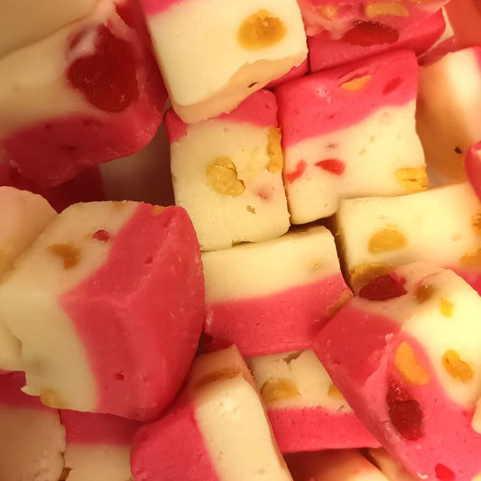 Pink and White Fruit and Nut Nougat