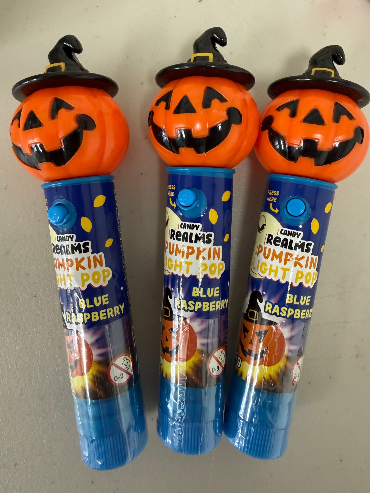 Pumpkin Light Up Lollipop Blue Raspberry