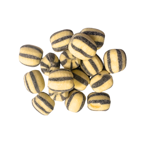 Black and Yellow Striped Banana Flavoured Sherbet Puffs