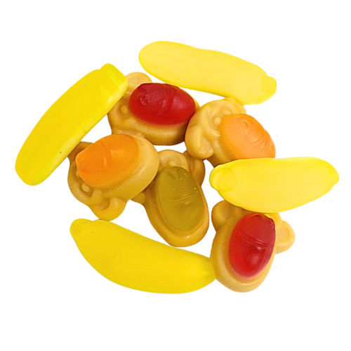 Soft Gummy Monkeys and Yellow Bananas
