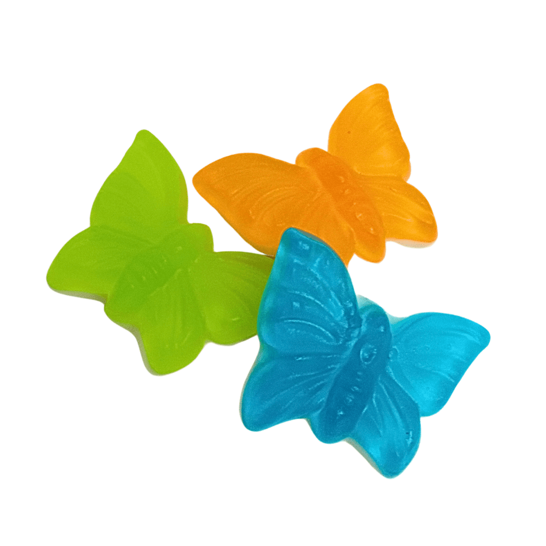 Soft Gummy Butterflies (Green, Orange, Blue)