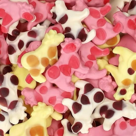 Milkshake Flavoured Gummy Milky Cows (Yellow, White, Pink)