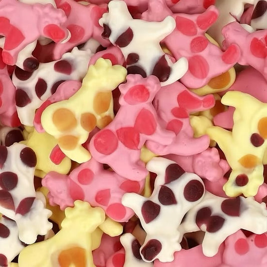 Milkshake Flavoured Gummy Milky Cows (Yellow, White, Pink)