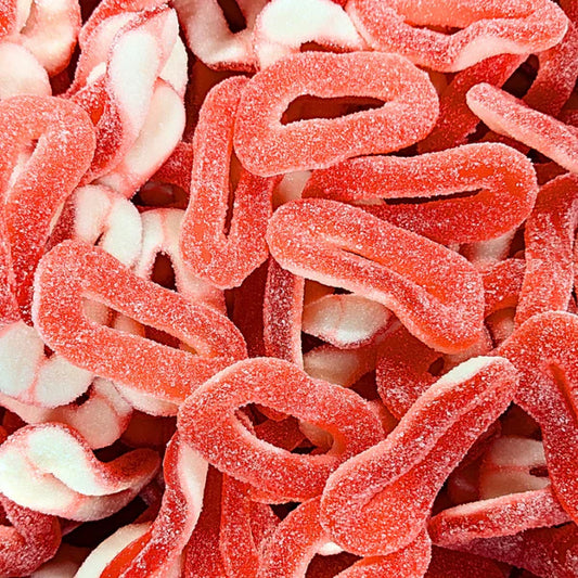 Fizzy Soft Gummy Strawberry and Cream Rings (Red and White)