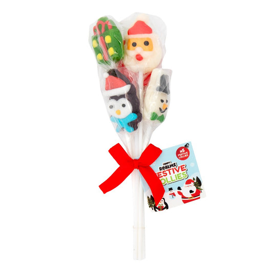 Christmas Festive Pack of 5 Mini Lollies (Present, Snowman, Penguin, Santa, Stocking)