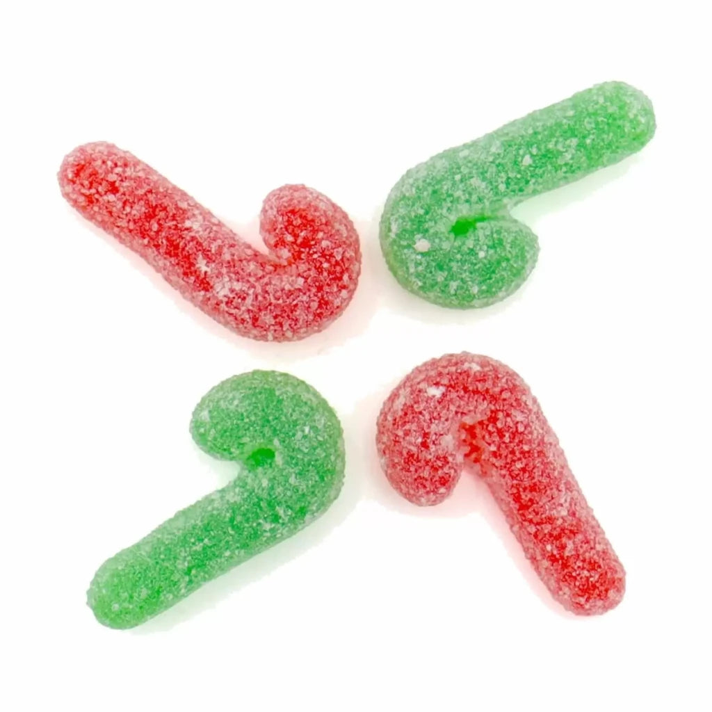 Sugared Strawberry Red and Green Canes